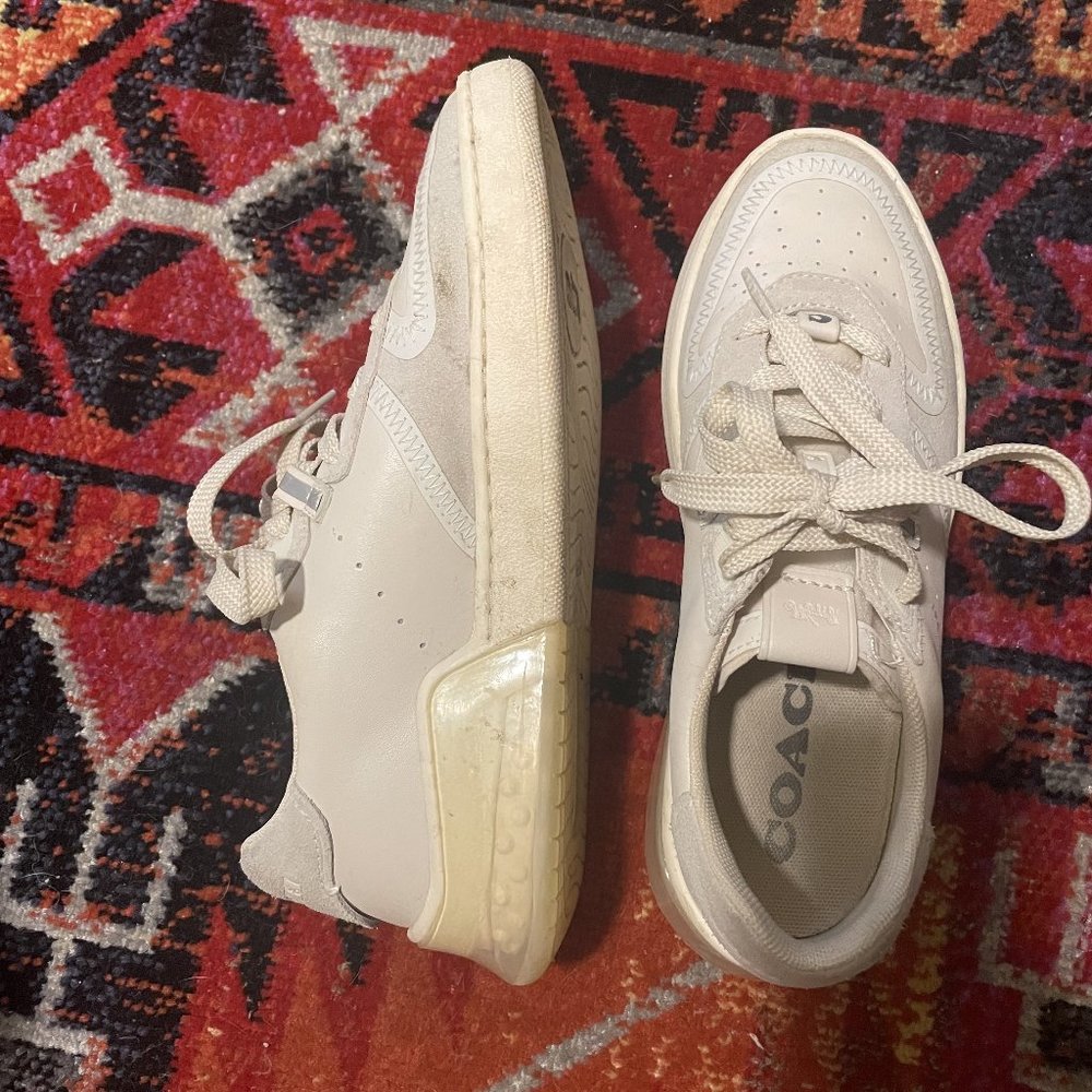 Coach Citysole Suede/Leather Court Sneakers In White/Soft Lilac - Picture 9 of 12